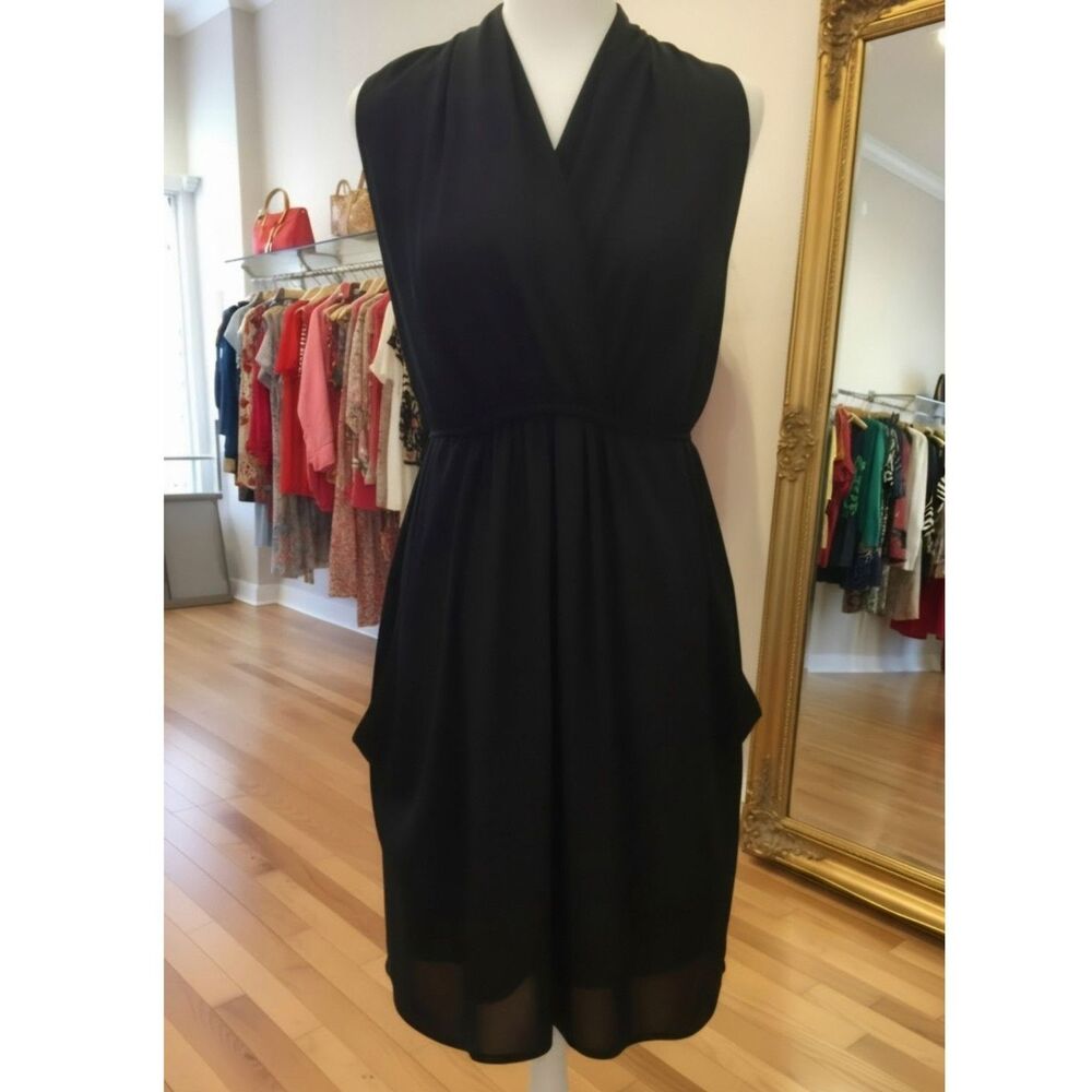 Bar III Black Sleeveless Tie‑Waistband Dress – Size XS